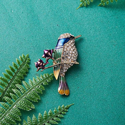 Branch flower bird brooch all-match alloy animal chest ornament - Broochs- Brooch - Broochs -