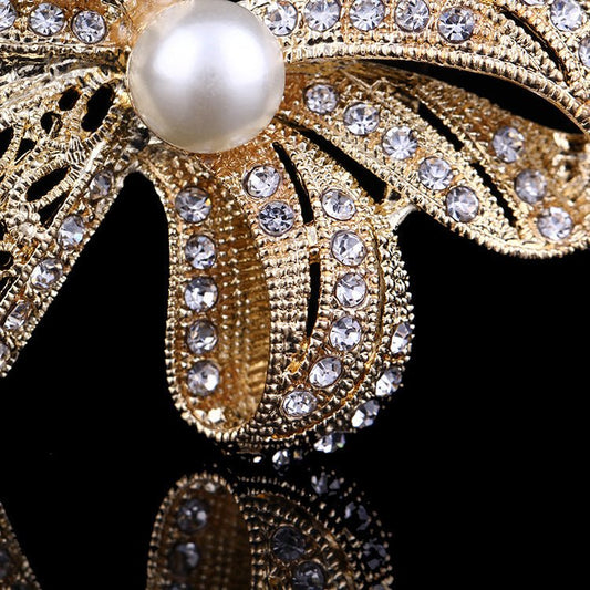 Diamond-encrusted Bow Brooch High-end Clothing Brooch - Broochs- Brooch - Broochs -