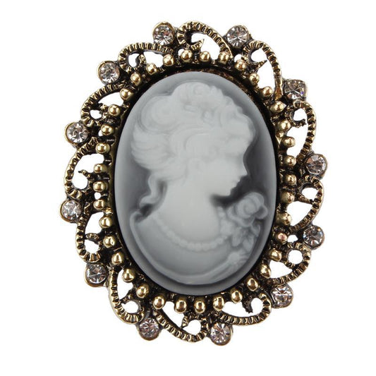Diamond retro beauty head brooch - Broochs- Brooch - Broochs -