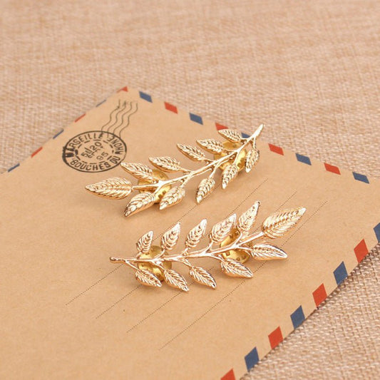 Elegance Leaf Shaped Brooch Personality Shirt Collar Pin Suit Collar Buckle Corsage - Broochs- Brooch - Broochs -