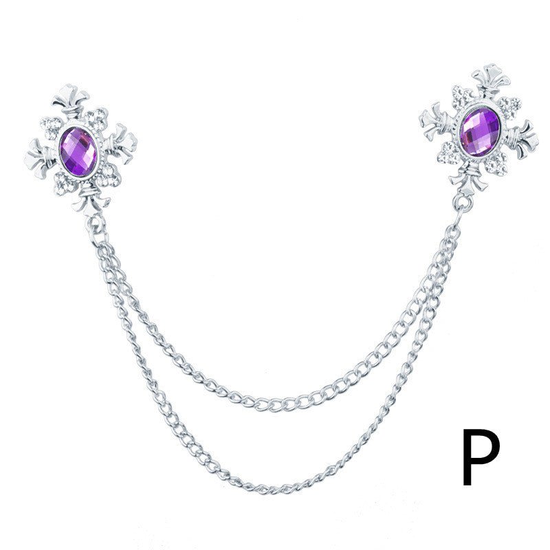 Fringed Rhinestone Cross Collar Chain Accessories Brooch Personalized Collar Pin - Broochs- Brooch - Broochs -