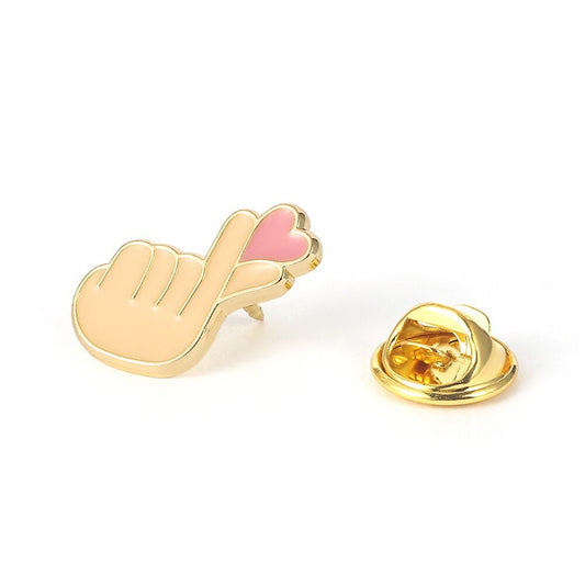 Girl Finger Heart Brooch Denim Shirt Men's And Women's Clothing Accessories - Broochs- Brooch - Broochs -
