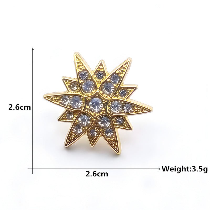 Men's Diamond Six-pointed Star Badge Badge Exquisite Brooch Boutonniere - Broochs- Brooch - Broochs -