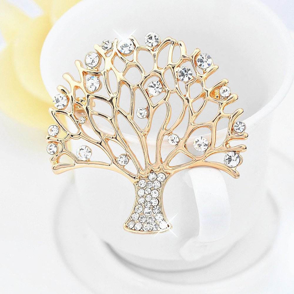Rhinestone Small Tree Brooch High Profile And Generous Clothing - Broochs- Brooch - Broochs -