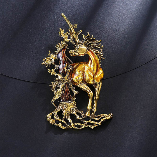 Vintage Gold Unicorn Brooch Pin for Women