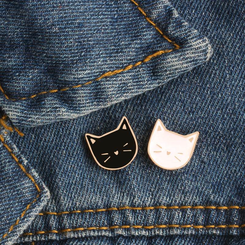 Cute cartoon cat enamel brooch