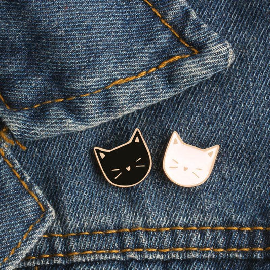 Cute cartoon cat enamel brooch
