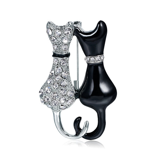 Elegant Cats Scarf Clip Brooch Pin