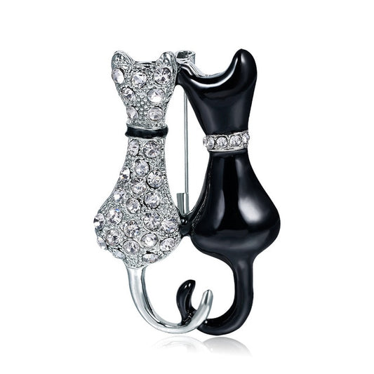 Elegant Cats Scarf Clip Brooch Pin
