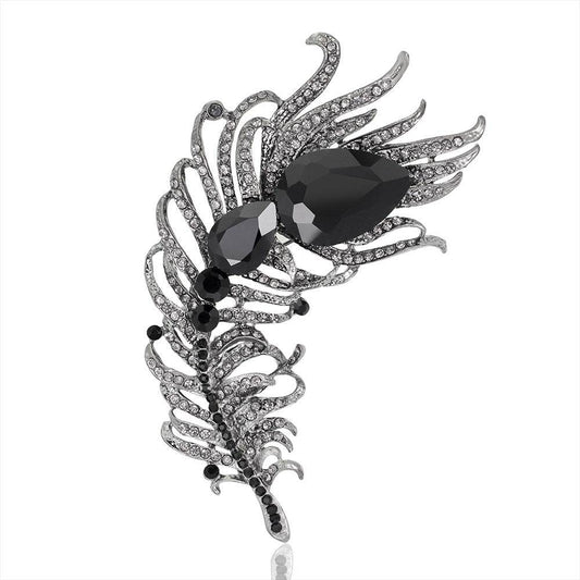 Vintage peacock feather brooch