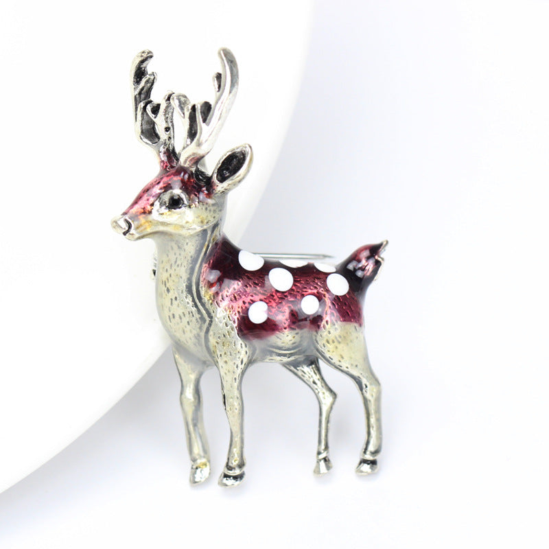 Christmas deer enamel brooch