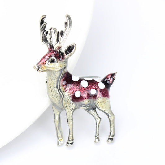 Christmas deer enamel brooch