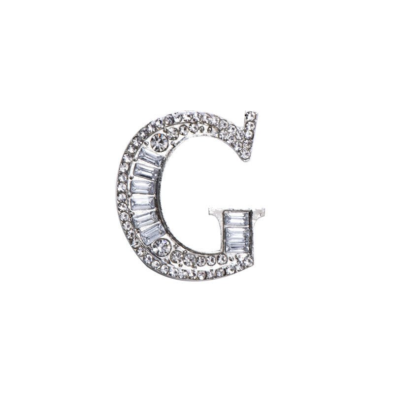 26 English Letters Crystal Brooch Suit Corsage Pin Badge - Broochs- Brooch - Broochs -