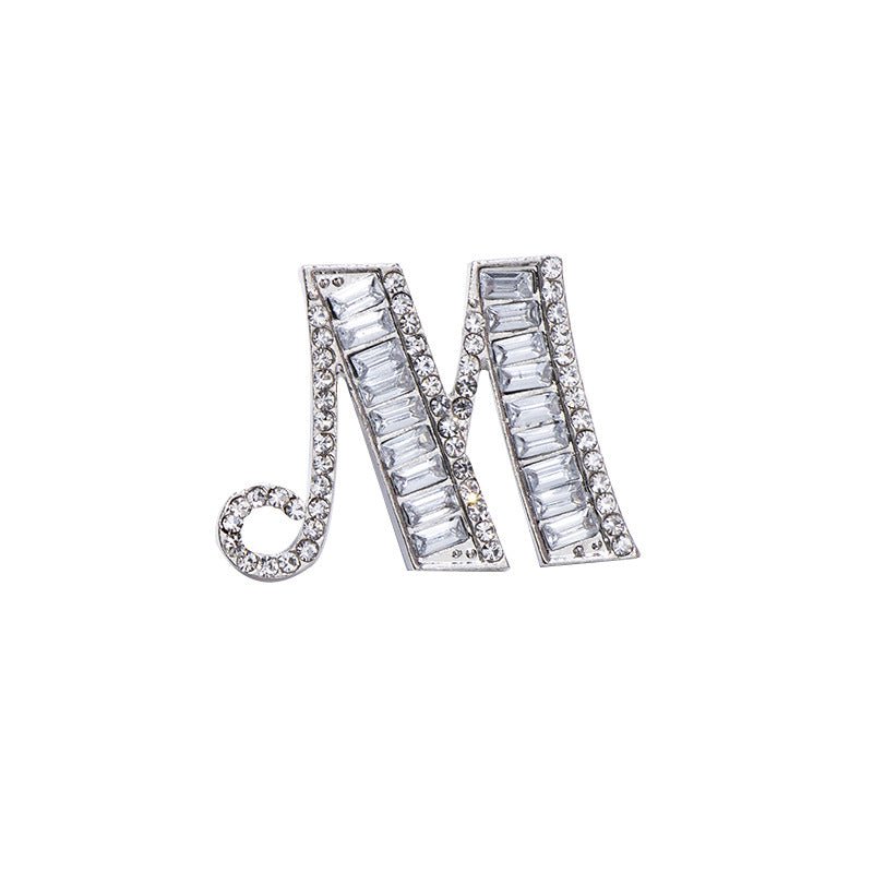 26 English Letters Crystal Brooch Suit Corsage Pin Badge - Broochs- Brooch - Broochs -