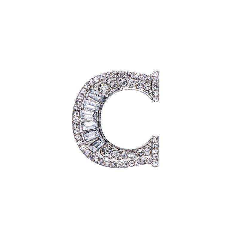 26 English Letters Crystal Brooch Suit Corsage Pin Badge - Broochs- Brooch - Broochs -