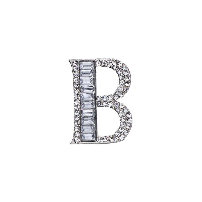26 English Letters Crystal Brooch Suit Corsage Pin Badge - Broochs- Brooch - Broochs -