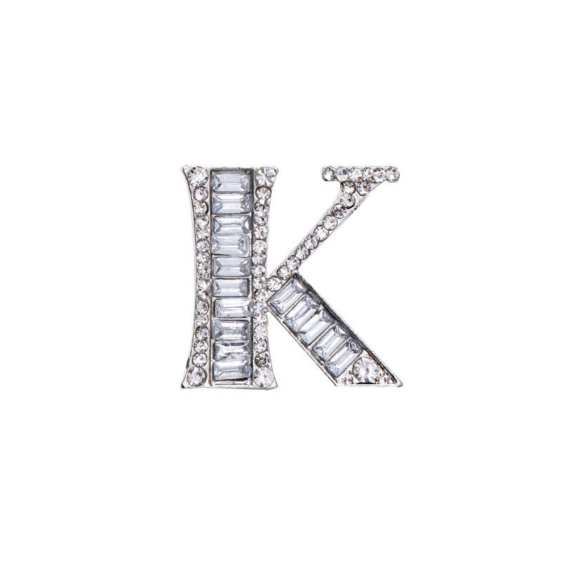 26 English Letters Crystal Brooch Suit Corsage Pin Badge - Broochs- Brooch - Broochs -