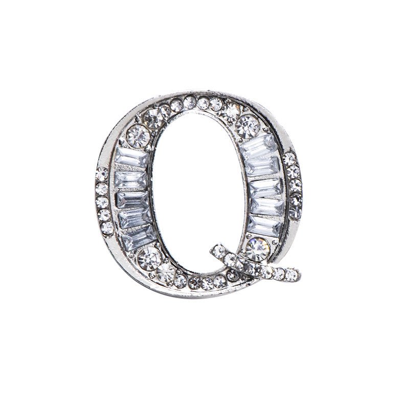 26 English Letters Crystal Brooch Suit Corsage Pin Badge - Broochs- Brooch - Broochs -