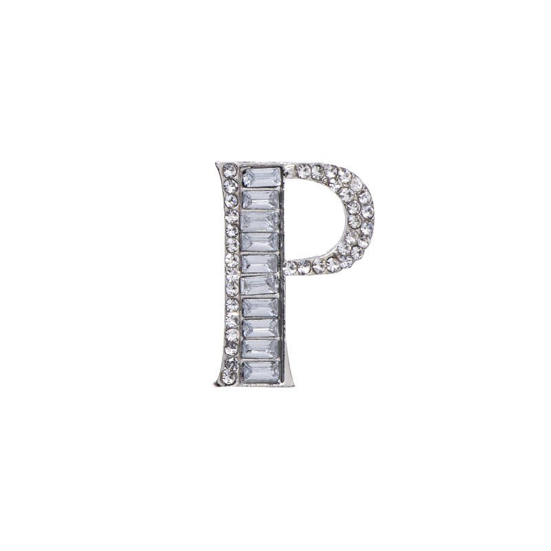 26 English Letters Crystal Brooch Suit Corsage Pin Badge - Broochs- Brooch - Broochs -