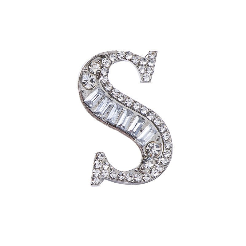 26 English Letters Crystal Brooch Suit Corsage Pin Badge - Broochs- Brooch - Broochs -