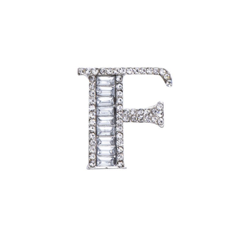 26 English Letters Crystal Brooch Suit Corsage Pin Badge - Broochs- Brooch - Broochs -