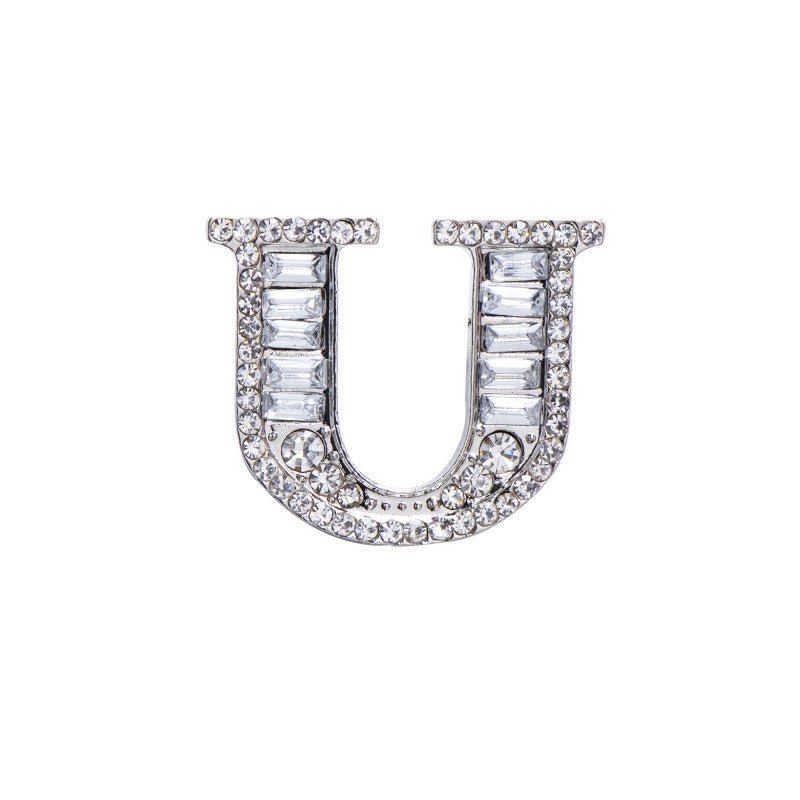 26 English Letters Crystal Brooch Suit Corsage Pin Badge - Broochs- Brooch - Broochs -