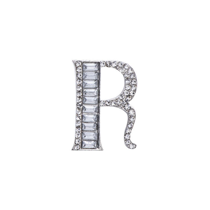 26 English Letters Crystal Brooch Suit Corsage Pin Badge - Broochs- Brooch - Broochs -