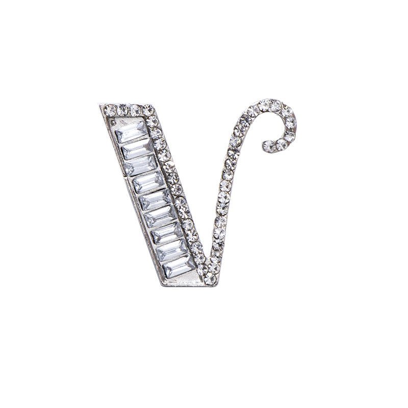 26 English Letters Crystal Brooch Suit Corsage Pin Badge - Broochs- Brooch - Broochs -