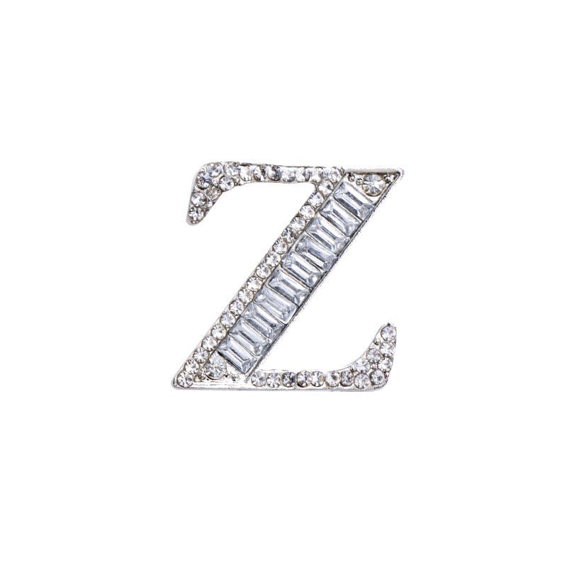 26 English Letters Crystal Brooch Suit Corsage Pin Badge - Broochs- Brooch - Broochs -
