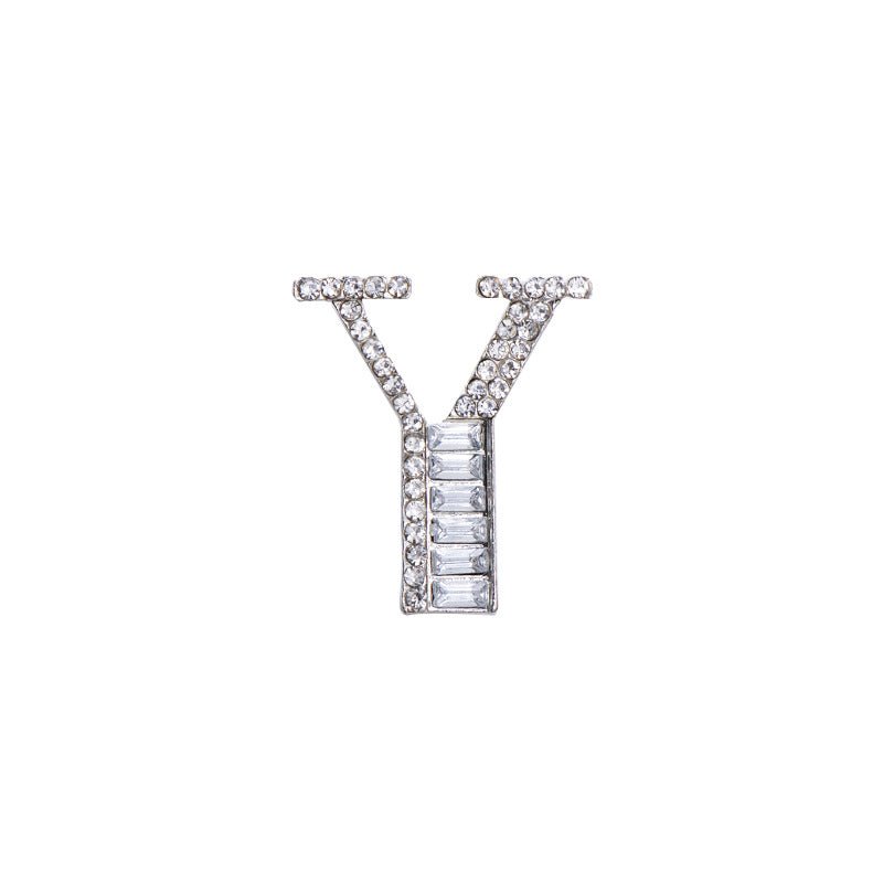 26 English Letters Crystal Brooch Suit Corsage Pin Badge - Broochs- Brooch - Broochs -