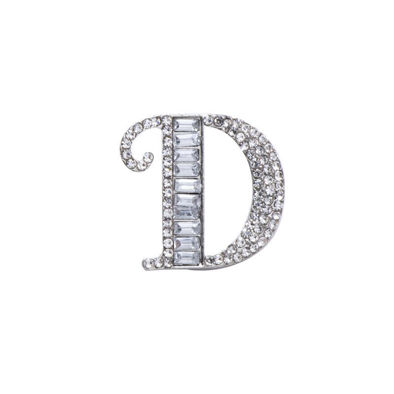 26 English Letters Crystal Brooch Suit Corsage Pin Badge - Broochs- Brooch - Broochs -