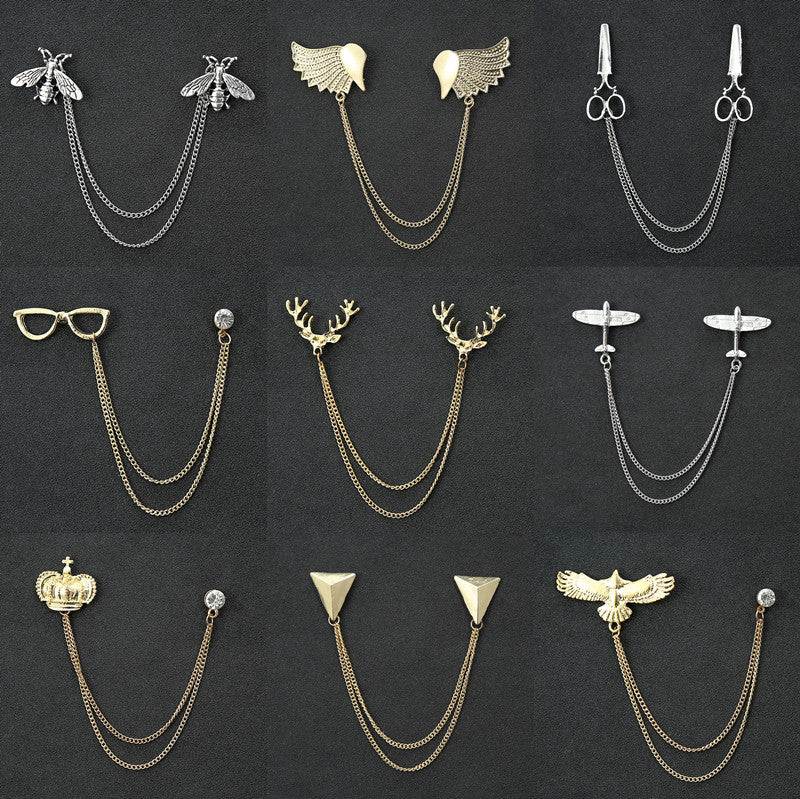 Men's Simple Chain Lapel Brooch