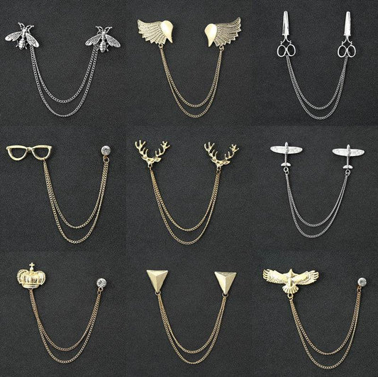 Men's Simple Chain Lapel Brooch