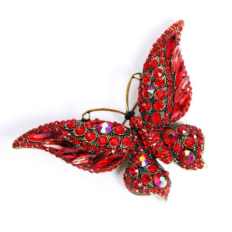 Crystal butterfly brooch pin