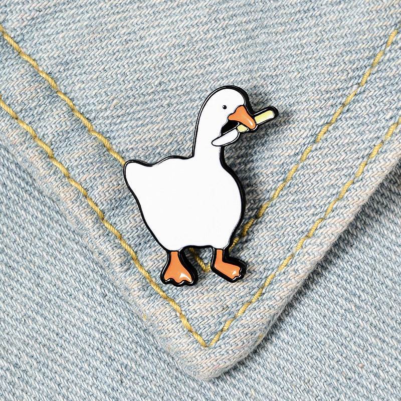Cute goose enamel brooch pin