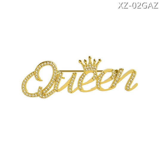 Queen letter brooch pin