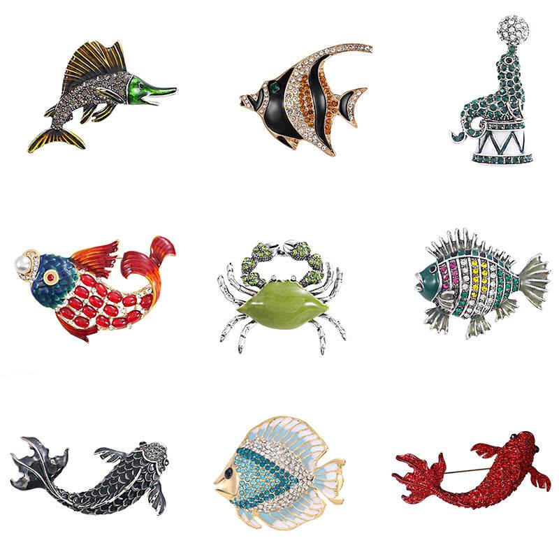 Colorful enamel lobster brooch pin
