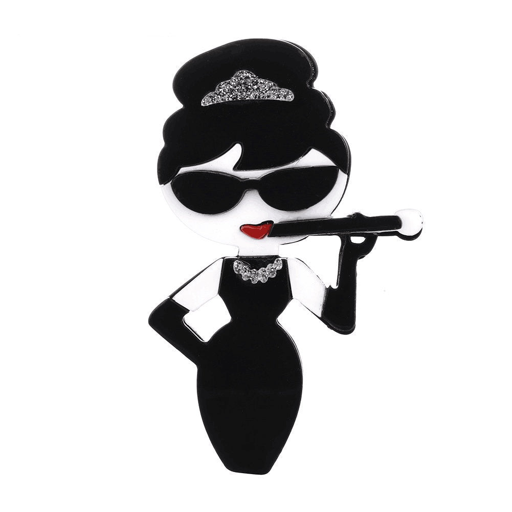 Acrylic Character Portrait Brooch Colored Acetate - Broochs- Brooch - Broochs -