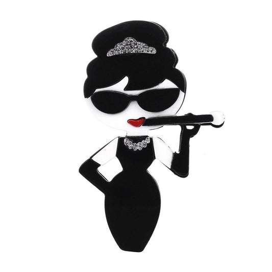 Acrylic Character Portrait Brooch Colored Acetate - Broochs- Brooch - Broochs -