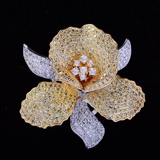 Luxury zircon flower brooch with sparkling crystals