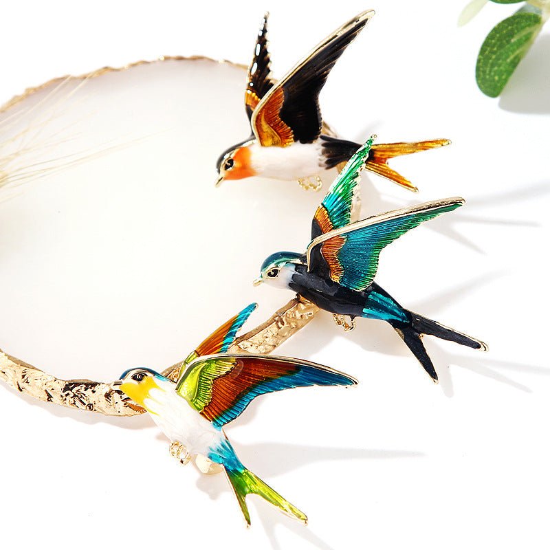 Alloy Diamond Color Swallow Brooch - Broochs- Brooch - Broochs -