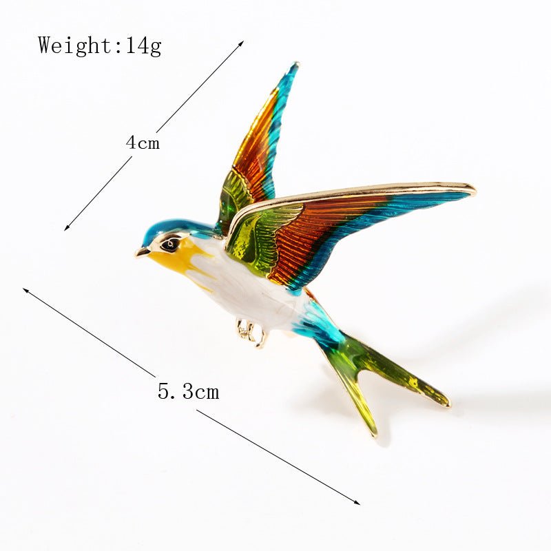 Alloy Diamond Color Swallow Brooch - Broochs- Brooch - Broochs -