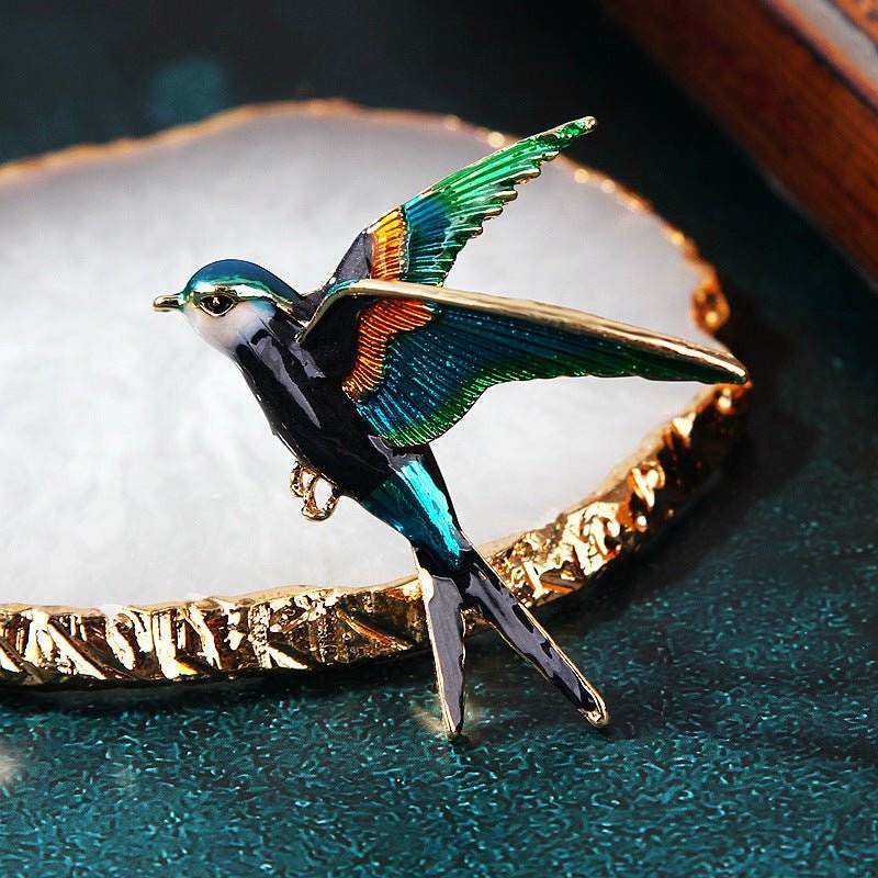 Alloy Diamond Color Swallow Brooch - Broochs- Brooch - Broochs -