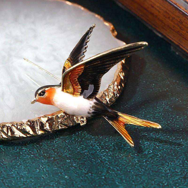 Alloy Diamond Color Swallow Brooch - Broochs- Brooch - Broochs -