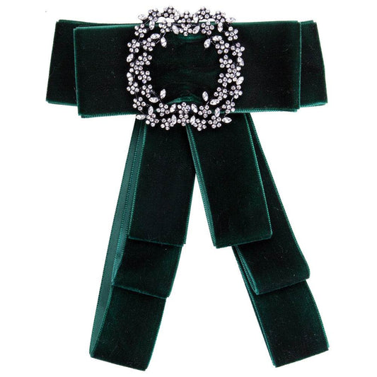 velvet braided bow brooch