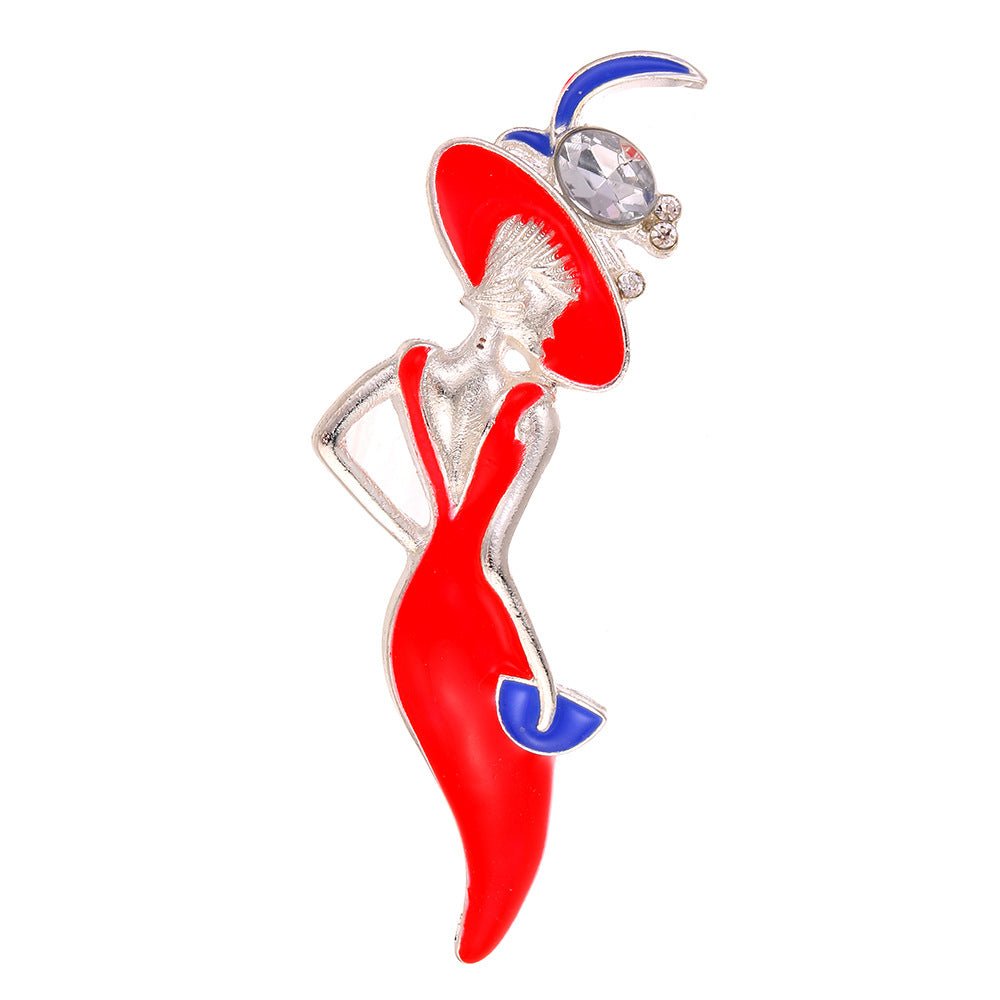 Big hat girl brooch - Broochs- Brooch - Broochs -