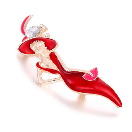 Big hat girl brooch - Broochs- Brooch - Broochs -