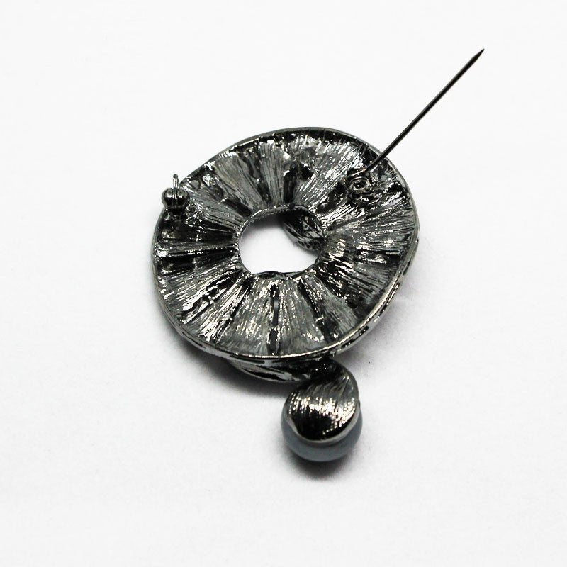Black Diamond Crystal Pearl Brooch - Broochs- Brooch - Broochs -