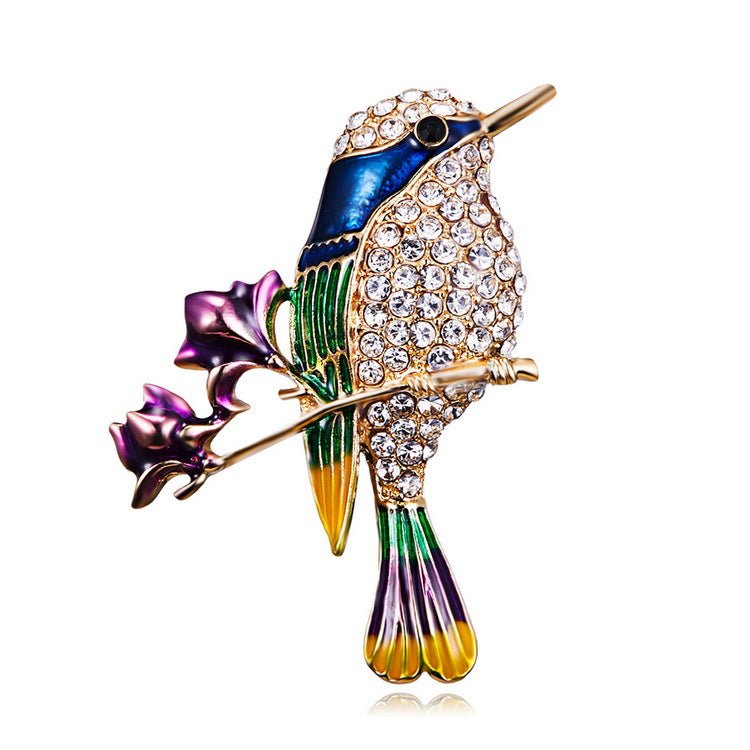Branch flower bird brooch all-match alloy animal chest ornament - Broochs- Brooch - Broochs -