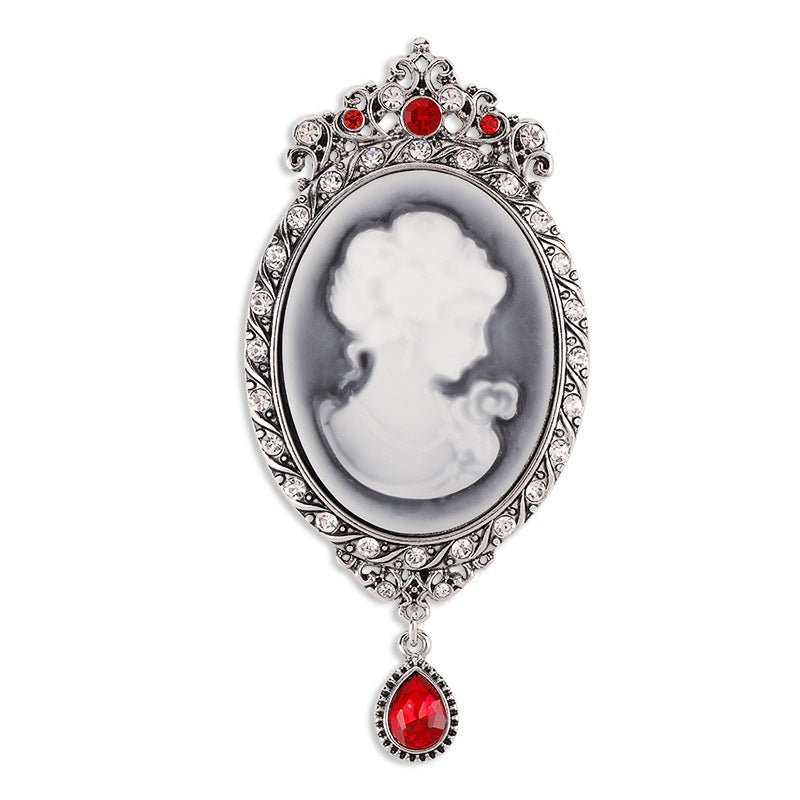 Brooch Women's Coat Accessories Rhinestone Retro Beauty Head Brooch Water Drop Pendant - Broochs- Brooch - Broochs -